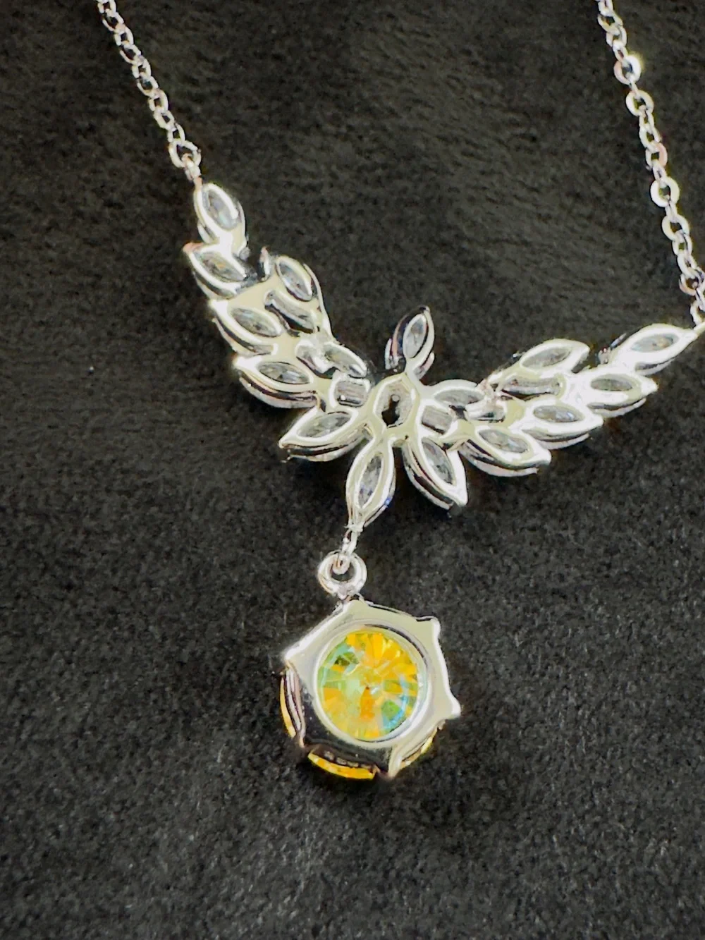 1 Carat Yellow Moissanite Pendant Necklace | S925 Sterling Silver